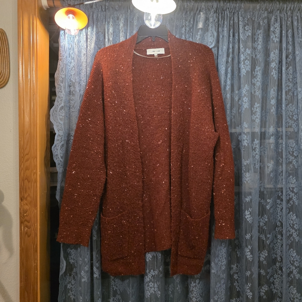 John + Jenn Brick Red Cardigan Sweater